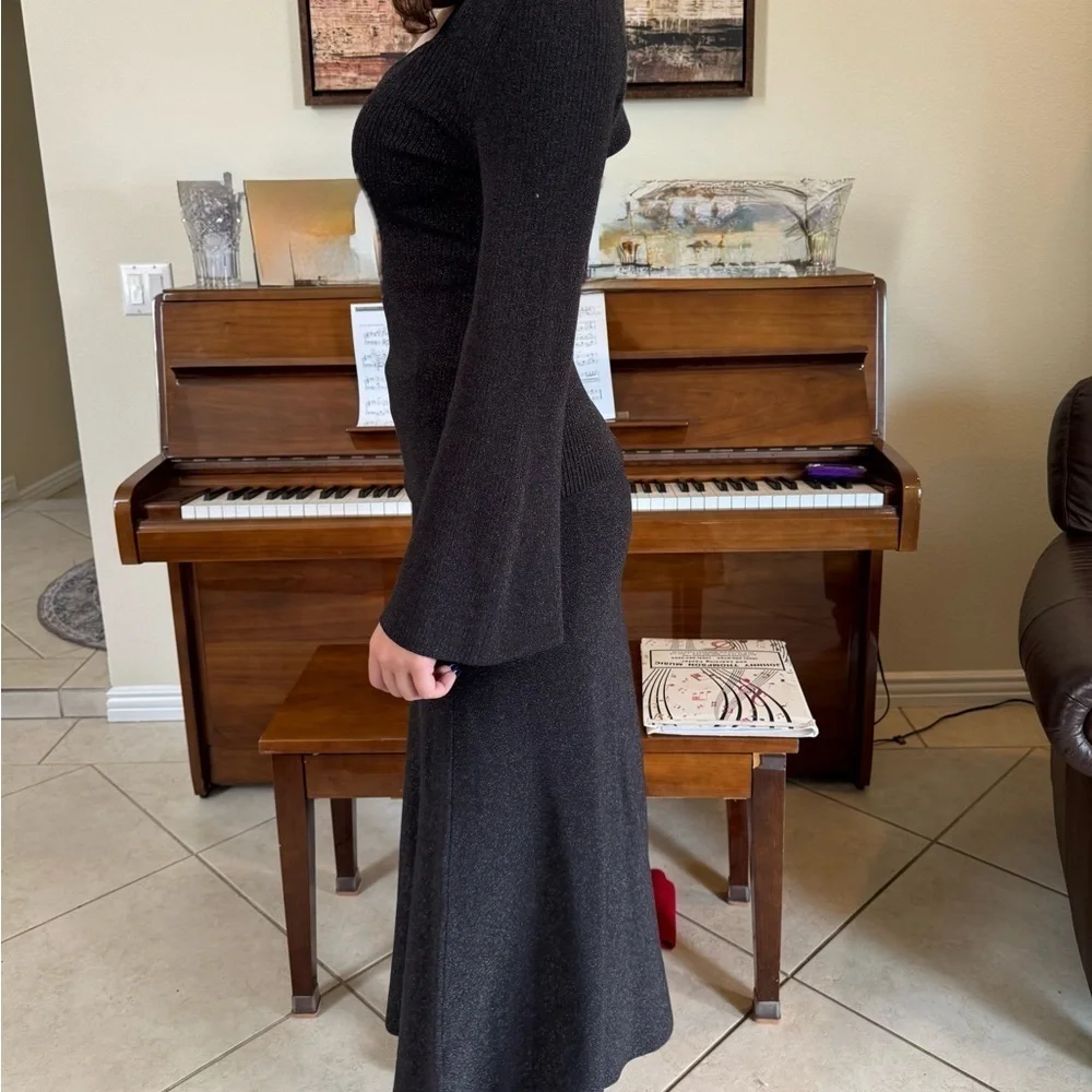 Lustro Lurex top and Lustro Lurex Sweater Skirt
